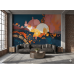 Textured Sunset Citadel - AI Art Wall Mural for Contemporary Interiors Textured Sunset Citadel - AI Art Wall Mural for Contemporary Interiors