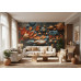 Harvest in the Rain - AI Art Wall Mural for Contemporary Interiors Harvest in the Rain - AI Art Wall Mural for Contemporary Interiors