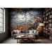 Floral Echoes in Metal - AI Art Wall Mural for Contemporary Interiors Floral Echoes in Metal - AI Art Wall Mural for Contemporary Interiors