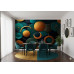Cosmic Teal and Gold Burst Galaxy - Stellar AI Wall Mural