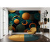 Cosmic Teal and Gold Burst Galaxy - Stellar AI Wall Mural