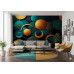Cosmic Teal and Gold Burst Galaxy - Stellar AI Wall Mural