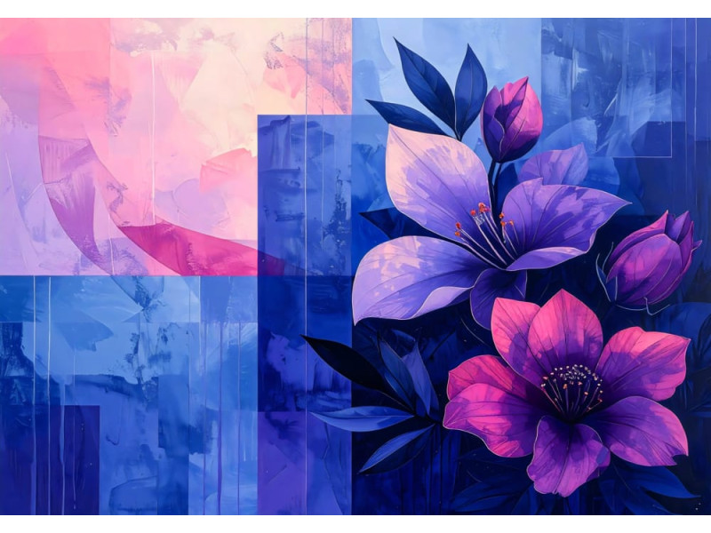 Twilight Bloom - AI Art Wall Mural for Contemporary Interiors Twilight Bloom - AI Art Wall Mural for Contemporary Interiors