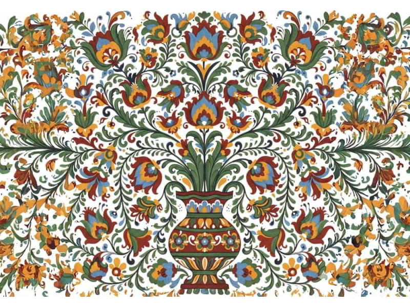 Slavic Bloom Tapestry - AI Art Wall Mural for Contemporary Interiors Slavic Bloom Tapestry - AI Art Wall Mural for Contemporary Interiors
