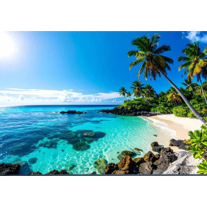 Sun-Drenched Beach Cove - AI Art Wall Mural for Contemporary Interiors Sun-Drenched Beach Cove - AI Art Wall Mural for Contemporary Interiors | Wall4Soul