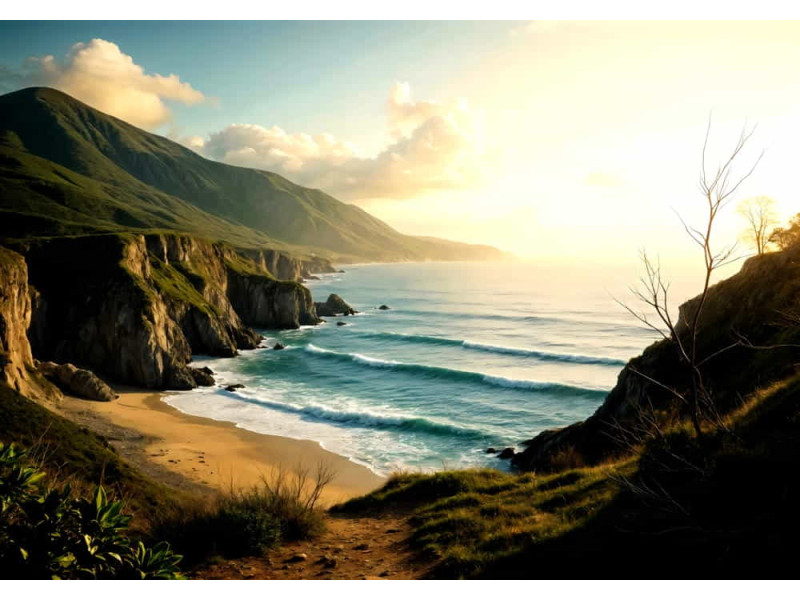 Pacific Serenity - AI Art Wall Mural for Contemporary Interiors