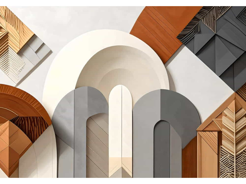 Terracotta Tectonics - AI Art Wall Mural for Contemporary Interiors