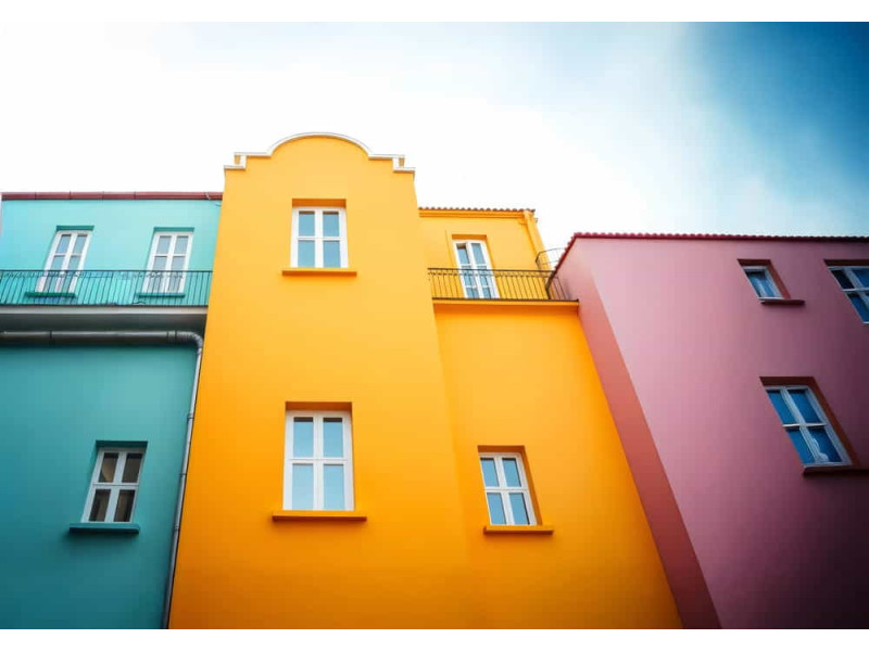 Upward Glance at Color Blocks - AI Art Wall Mural for Contemporary Interiors