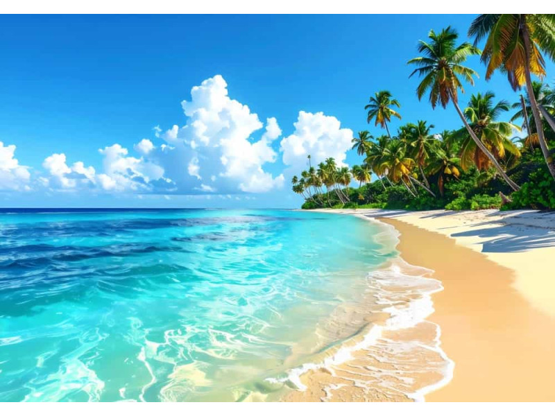 Idyllic Beach Day - AI Art Wall Mural for Contemporary Interiors Idyllic Beach Day - AI Art Wall Mural for Contemporary Interiors