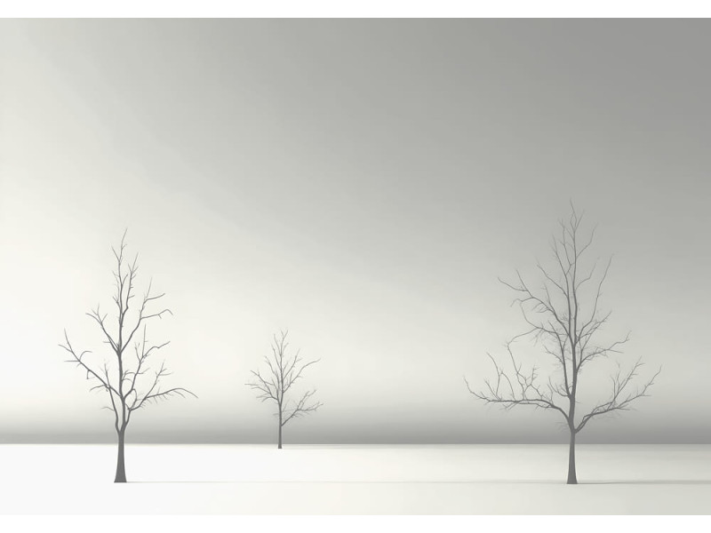 Minimalist Winter Scene - AI Art Wall Mural for Contemporary Interiors