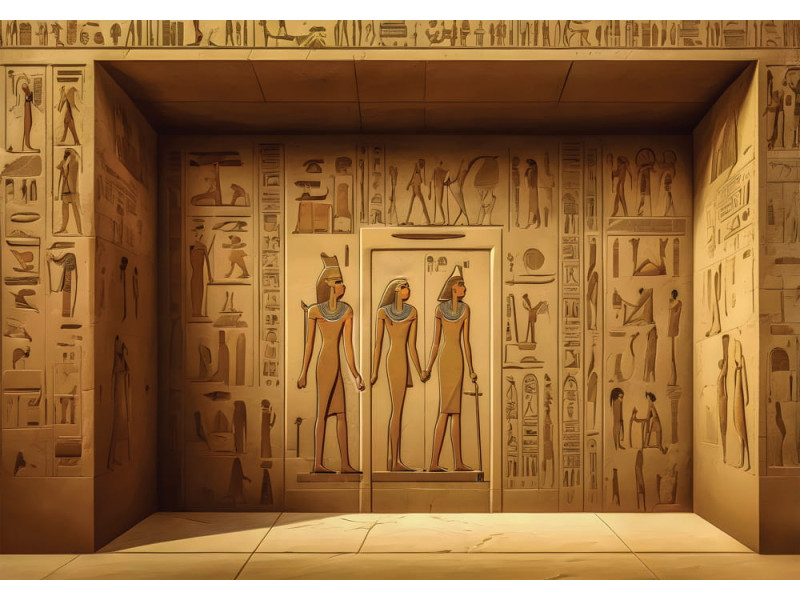 Stylized Egyptian Scene - AI Art Wall Mural for Contemporary Interiors Stylized Egyptian Scene - AI Art Wall Mural for Contemporary Interiors