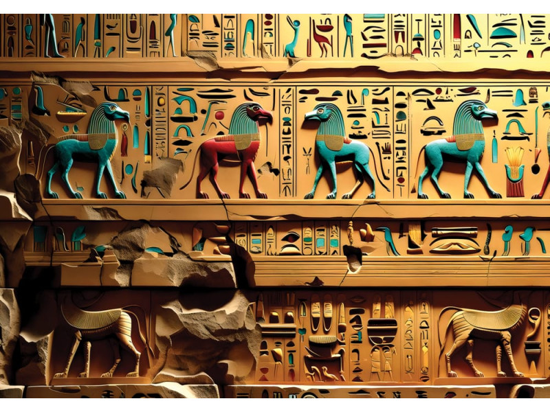 Stylized Egyptian Figures - AI Art Wall Mural for Contemporary Interiors Stylized Egyptian Figures - AI Art Wall Mural for Contemporary Interiors