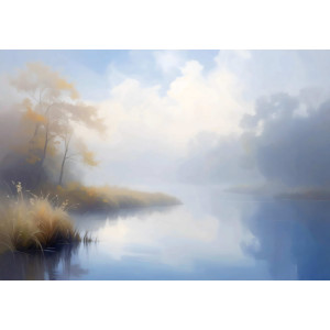 Misty Morning - AI Art Wall Mural for Contemporary Interiors Misty Morning - AI Art Wall Mural for Contemporary Interiors | Wall4Soul