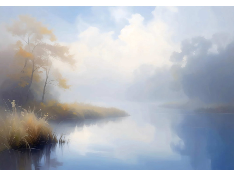 Misty Morning - AI Art Wall Mural for Contemporary Interiors Misty Morning - AI Art Wall Mural for Contemporary Interiors