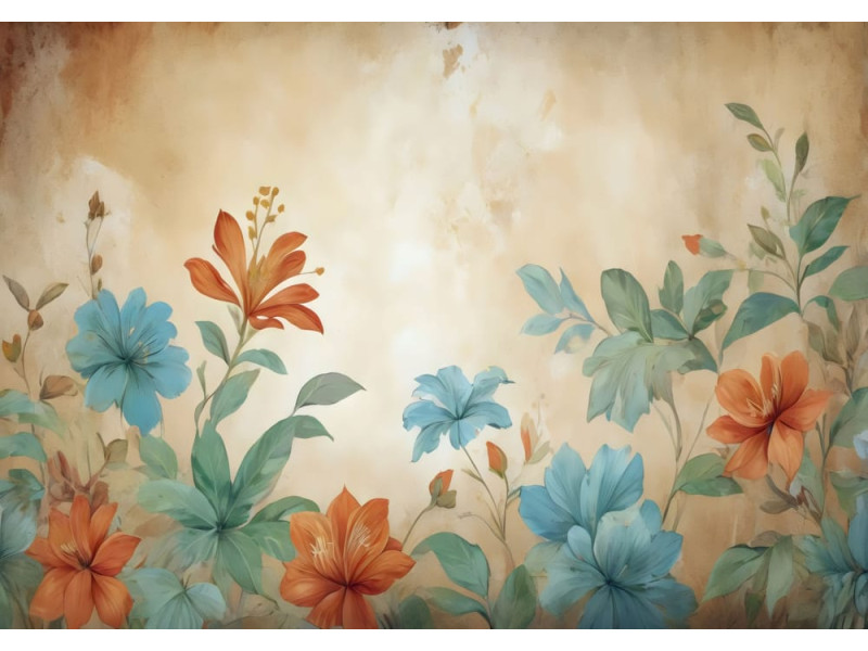 Faded Florals - AI Art Wall Mural for Contemporary Interiors Faded Florals - AI Art Wall Mural for Contemporary Interiors