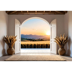 Golden Gateway - AI Art Wall Mural for Contemporary Interiors