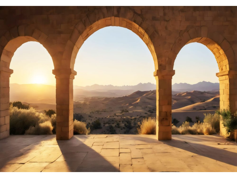 Golden Vista - AI Art Wall Mural for Contemporary Interiors Golden Vista - AI Art Wall Mural for Contemporary Interiors