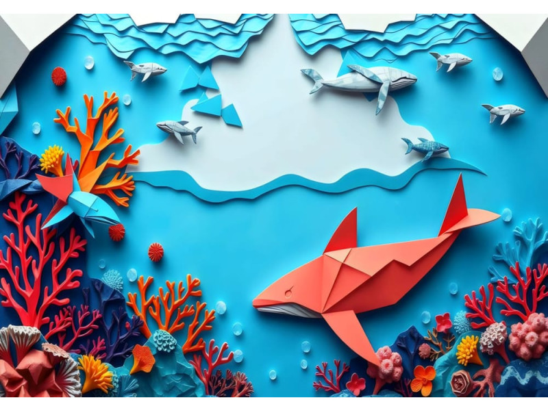 Ocean's Fold - AI Art Wall Mural for Contemporary Interiors Ocean's Fold - AI Art Wall Mural for Contemporary Interiors
