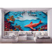Ocean's Fold - AI Art Wall Mural for Contemporary Interiors Ocean's Fold - AI Art Wall Mural for Contemporary Interiors