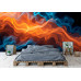 Breathe of Fire and Frost Mural - AI Art Wall Mural for Contemporary Interiors Breathe of Fire and Frost Mural - AI Art Wall Mural for Contemporary Interiors