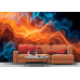 Breathe of Fire and Frost Mural - AI Art Wall Mural for Contemporary Interiors Breathe of Fire and Frost Mural - AI Art Wall Mural for Contemporary Interiors