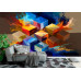 Cubic Chaos Geometric Pattern - Edgy AI Wall Mural
