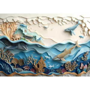 Layered Seas - AI Art Wall Mural for Contemporary Interiors Layered Seas - AI Art Wall Mural for Contemporary Interiors | Wall4Soul