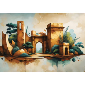 Ancient Ruins Fantasy - AI Art Wall Mural for Contemporary Interiors Ancient Ruins Fantasy - AI Art Wall Mural for Contemporary Interiors | Wall4Soul