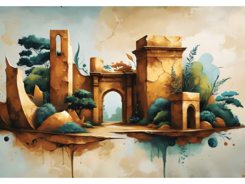 Ancient Ruins Fantasy - AI Art Wall Mural for Contemporary Interiors Ancient Ruins Fantasy - AI Art Wall Mural for Contemporary Interiors