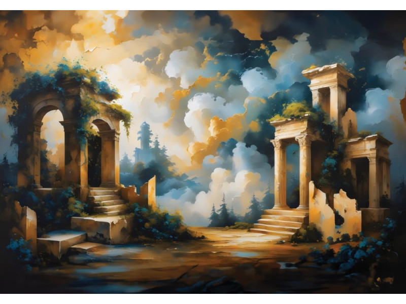 Ancient Temple - AI Art Wall Mural for Contemporary Interiors Ancient Temple - AI Art Wall Mural for Contemporary Interiors