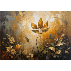 Golden Leaf Bloom - AI Art Wall Mural for Contemporary Interiors Golden Leaf Bloom - AI Art Wall Mural for Contemporary Interiors