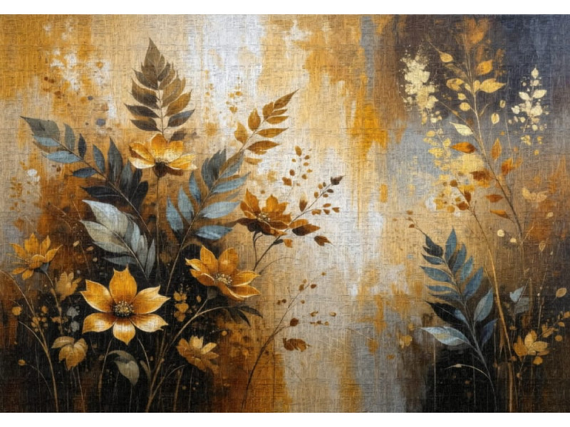 Autumn Floral Impression - AI Art Wall Mural for Contemporary Interiors