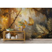 Enchanted Golden Jungle - AI Art Wall Mural for Contemporary Interiors Enchanted Golden Jungle - AI Art Wall Mural for Contemporary Interiors