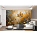 Golden Leaf Bloom - AI Art Wall Mural for Contemporary Interiors