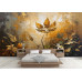 Golden Leaf Bloom - AI Art Wall Mural for Contemporary Interiors