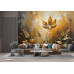 Golden Leaf Bloom - AI Art Wall Mural for Contemporary Interiors