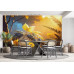 Sunlit Golden Canopy - AI Art Wall Mural for Contemporary Interiors