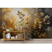 Golden Botanical Whisper - AI Art Wall Mural for Contemporary Interiors Golden Botanical Whisper - AI Art Wall Mural for Contemporary Interiors
