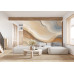 Beige, Brown & Blue Fluid Swirls - Earthy AI Wall Mural