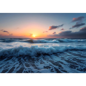 Dusk Ocean Waves - AI Art Wall Mural for Contemporary Interiors Dusk Ocean Waves - AI Art Wall Mural for Contemporary Interiors | Wall4Soul