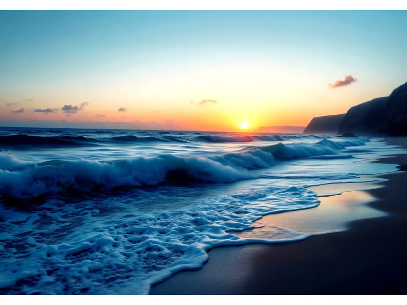 Sunset Beach - AI Art Wall Mural for Contemporary Interiors Sunset Beach - AI Art Wall Mural for Contemporary Interiors