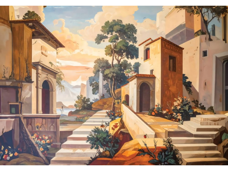 Tuscan Villa View - AI Art Wall Mural for Contemporary Interiors Tuscan Villa View - AI Art Wall Mural for Contemporary Interiors