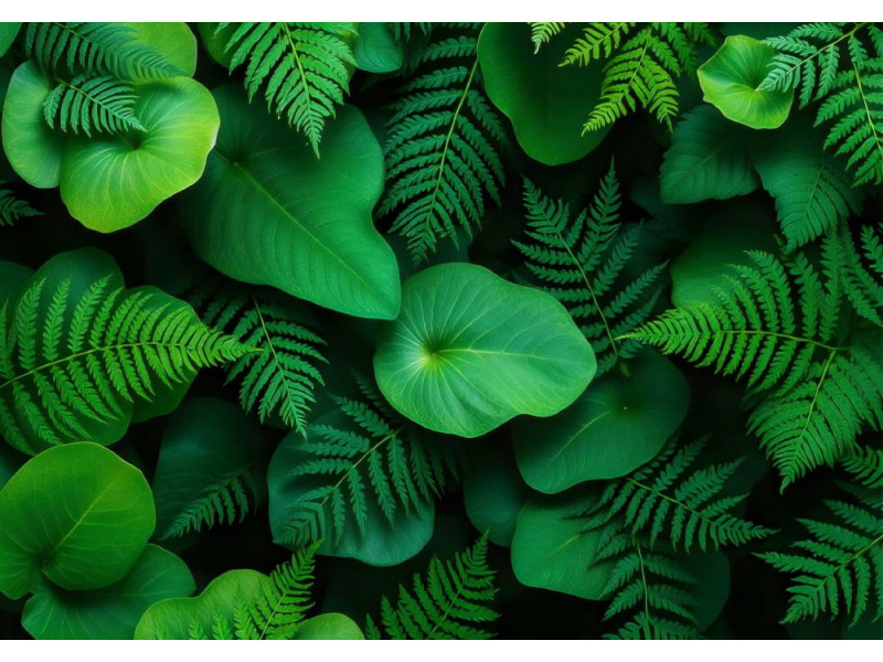 Lush Green Foliage - AI Art Wall Mural for Contemporary Interiors Lush Green Foliage - AI Art Wall Mural for Contemporary Interiors