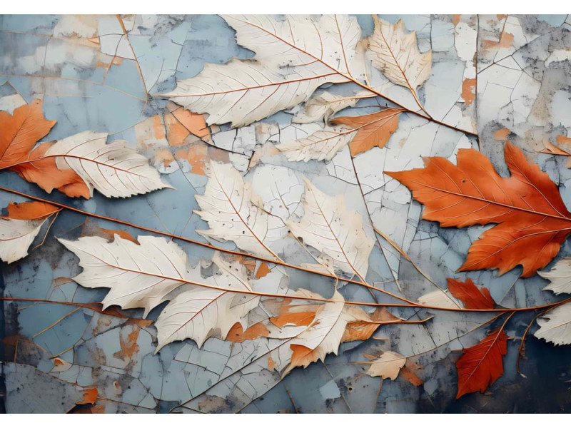Autumn Echoes on Weathered Canvas - AI Art Wall Mural for Contemporary Interiors
