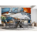 Fractured Earth Tapestry - AI Art Wall Mural for Contemporary Interiors