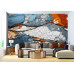 Fractured Earth Tapestry - AI Art Wall Mural for Contemporary Interiors