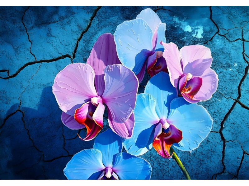 Azure Bloom Rhapsody - AI Art Wall Mural for Contemporary Interiors Azure Bloom Rhapsody - AI Art Wall Mural for Contemporary Interiors