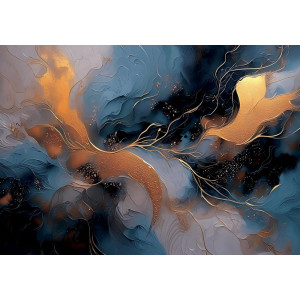 Blue Marble Gold Veined - AI Art Wall Mural for Contemporary Interiors | Wall4Soul