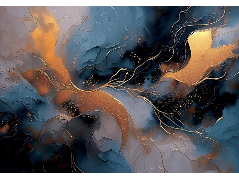 Blue Marble Gold Veined - AI Art Wall Mural for Contemporary Interiors Blue Marble Gold Veined - AI Art Wall Mural for Contemporary Interiors