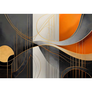 Golden Rhapsody Lines - AI Art Wall Mural for Contemporary Interiors Golden Rhapsody Lines - AI Art Wall Mural for Contemporary Interiors | Wall4Soul
